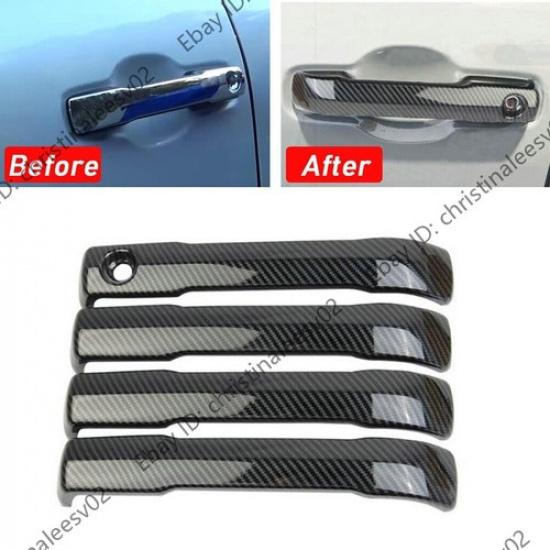 4x Carbon fiber Exterior Car Door Handles Trim Cover Fits 2024 Toyota Tacoma 4dr