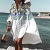 Women's Loose Fit Midi Shirt Dress with Collar for Casual and Daily Wear