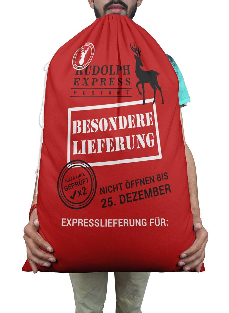 Printtoo Pack of 2 Drawstring Special Delivery Extra Large Size Christmas Sack Re-Usable Xmas Present Storage 27x20 Inch