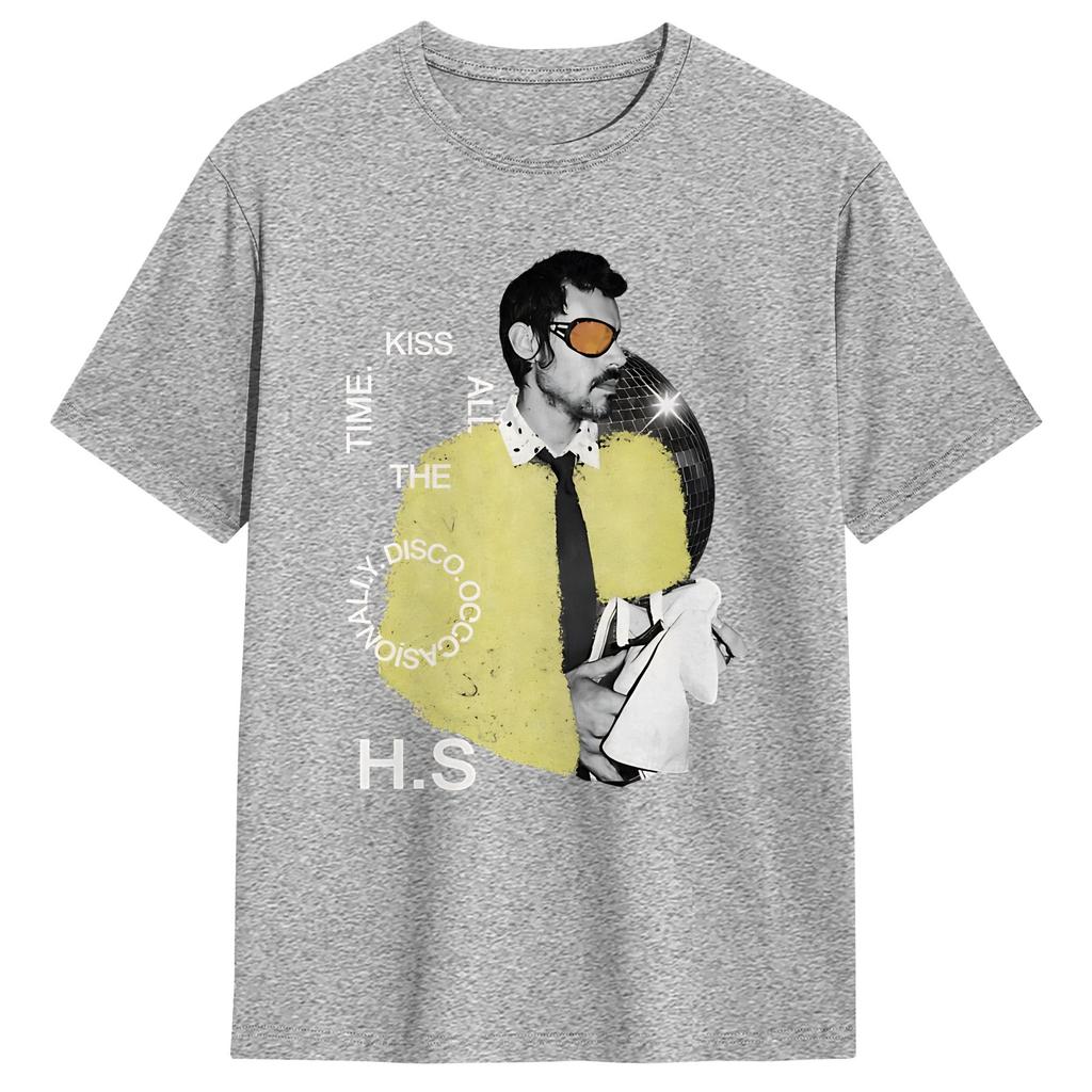 Harry Style Kiss All The Time Disco Occasionally Disco Ball Tour TShirt Summer Cotton T Shirts For Adult Novelty Loose Tshirt