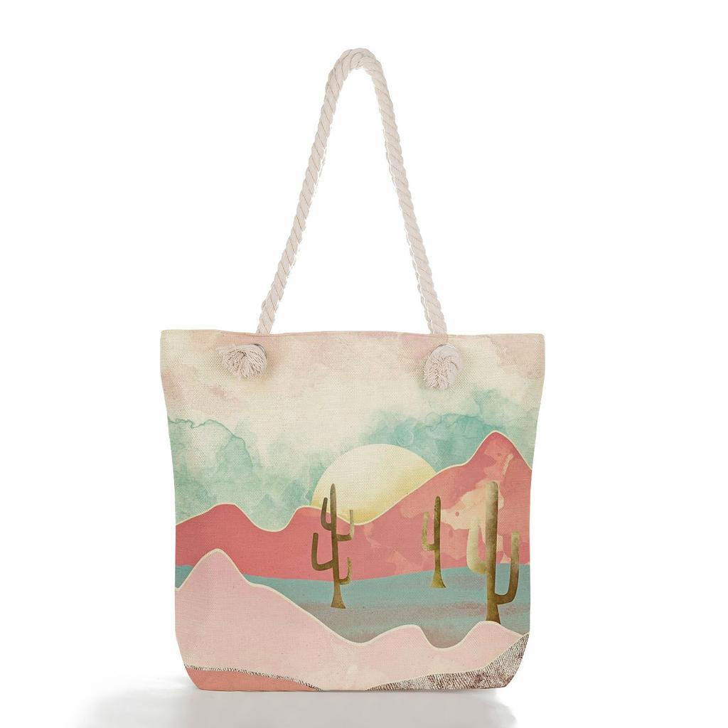 Landscape Painting Print Thick Rope Single-shoulder Beach Bag 7244 KTB