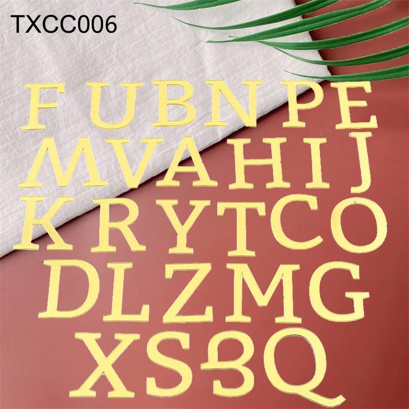 Decor Acrilic Oglindă Aurie pentru Tort La Mulți Ani Alfabet Englez Număr Roman Nuntă Petrecere Topper Tort Insert Cupcake Steag