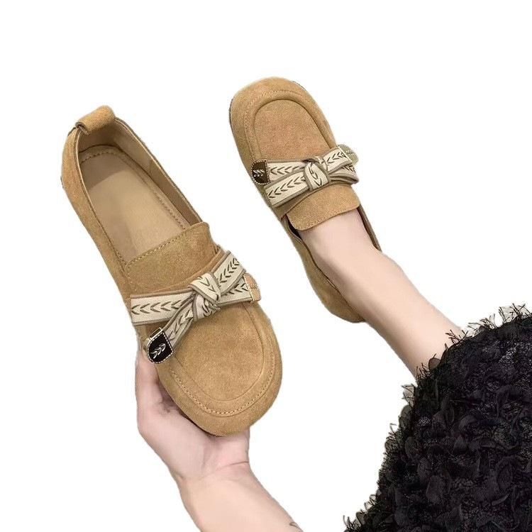 New Single Shoes Women's Shoes 2026 Spring Birkenstocks Flat-soled Soft-soled Loafers Bow Lazy Shoes Doudou Shoes