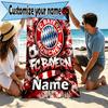 Benutzerdefinierter Name Personalisierter FC Bayern Druck Strandtuch, für Reise Camping Strandparty Heimdekor, Geburtstagsgeschenk für Familie & Freunde