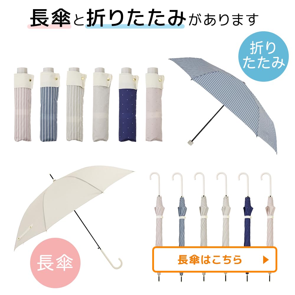 Ogawa Folding Manual Pink Grosgrain 57395 Women's Umbrella, Break-Resistant, Durable, Opening, 55cm, LINEDROPS, Beige, Tape, Polycarbonate,
