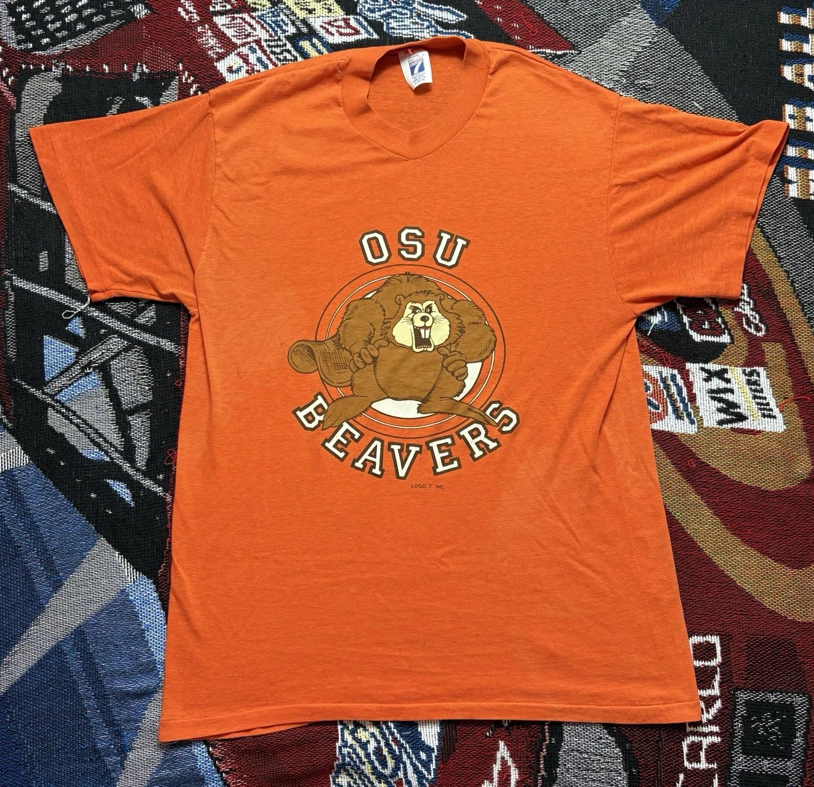Vintage OSU Oregon State Beavers Shirt Logo 7 80s 90s Orange Men’s Large XL