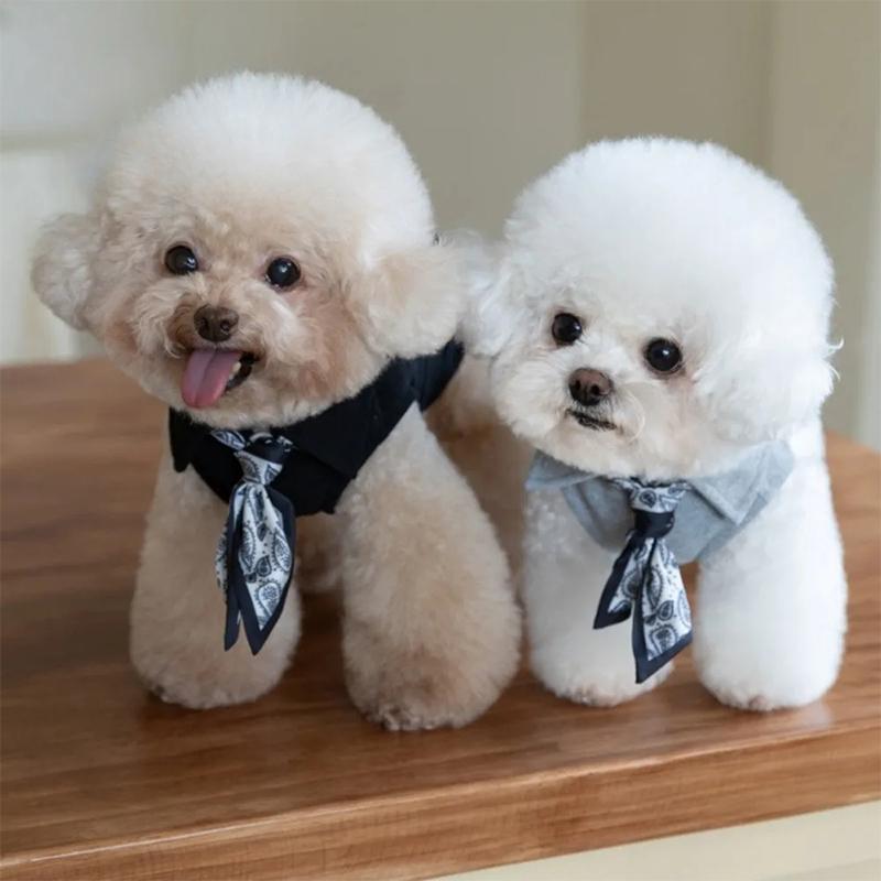 Spring and Autumn Pet Vest Cute Scarf Base Shirt Pet Teddy Solid Color Coat Puppy Clothes Dog Clothes for Small Dogs 2XS - 3XL