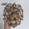 Retro Bronze Home Wall Ornament Lion Sculpture, Resin Decorative Art, 3D Animal Head Sculpture for Living Room Figurine, Hollow Hanging Pendant Indoor