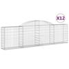 VidaXL Paniers à gabions arqués 12 pcs 300x30x80/100 cm fer galvanisé, gabion, cage de gabion, panier de mur de gabion, mur 3146513
