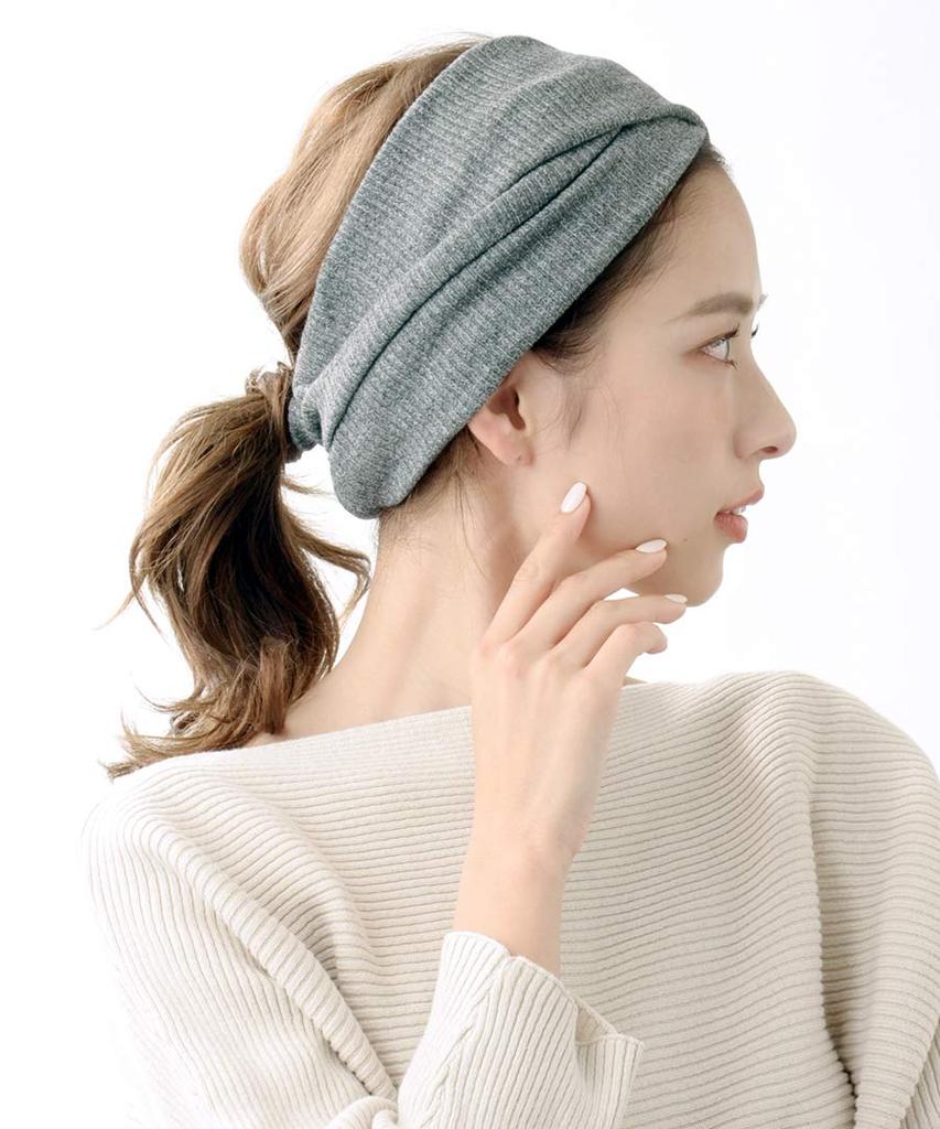 VINGTAINE Ribbed Turban Cross Hair Hairband, Headband, Accessory, Simple, Wide, Gray, HB-50-GY