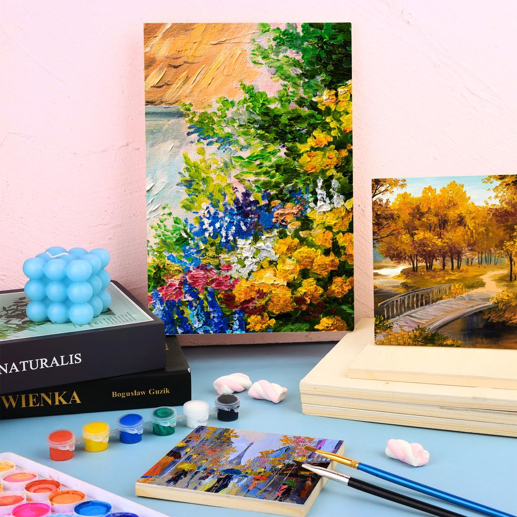 15 Pack Unfinished Wood Canvas Panels Kit 11.8x7.9 Inch Wooden Panel Boards