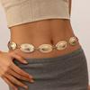 Bohemian Metal Waist Chain, Ladies' Retro Wind Hammer Pattern Oval Waist Chain, Waist Decoration Belly Button Chain
