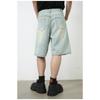 High Street Denim Shorts Summer Models Loose Straight Wide Leg Casual Five Pants Men's Pants Straight Loose Jeans for Men Fashionable and Comfortable