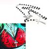Ankh Kreuz Fledermaus Anhänger Halskette Goth Lange Rosenkranz Perlen Halskette Halloween Schmuck Y2k Punk Pullover Kette Halskette