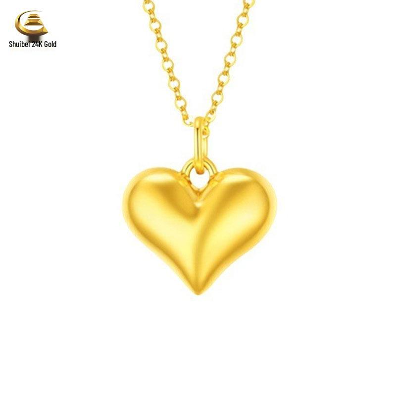 Rose Flower Crown Pure Gold 999 Pendant Set for Women - Qixi Valentine's Day Gift