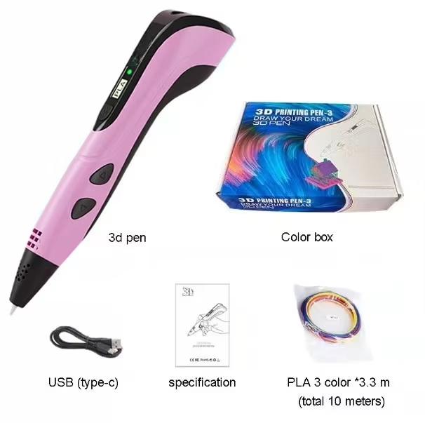 3D Printing Pen 3D Pen Set For Kids Child's Birthday Creative DIY Gift Graffiti Drawing pen LCD Display With PLA Filament