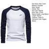 Men Raglan Long Sleeve T-shirt O-Neck Patchwork Color Pullover Tops Loose Fit Elastic Cuffs Breathable Casual Tops