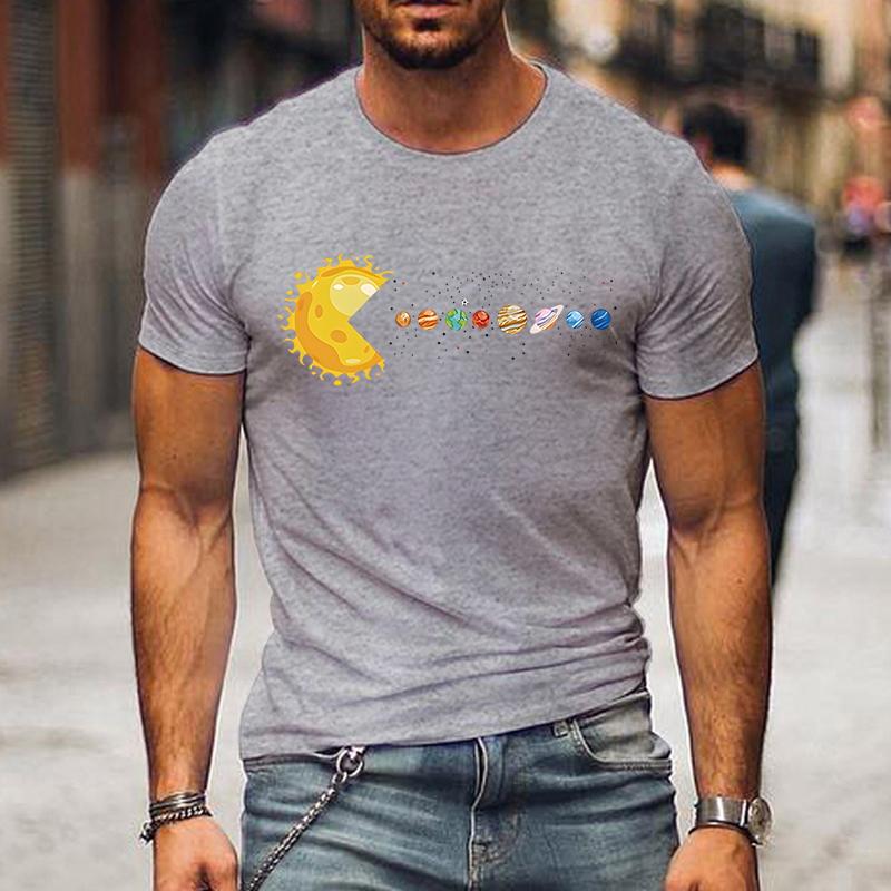 Solar System Funny Planet Sun and Astrology T-shirt Herr Kortärmad T-shirt för Herr Street Shirts Toppar Oversized Herr Tee Shirt