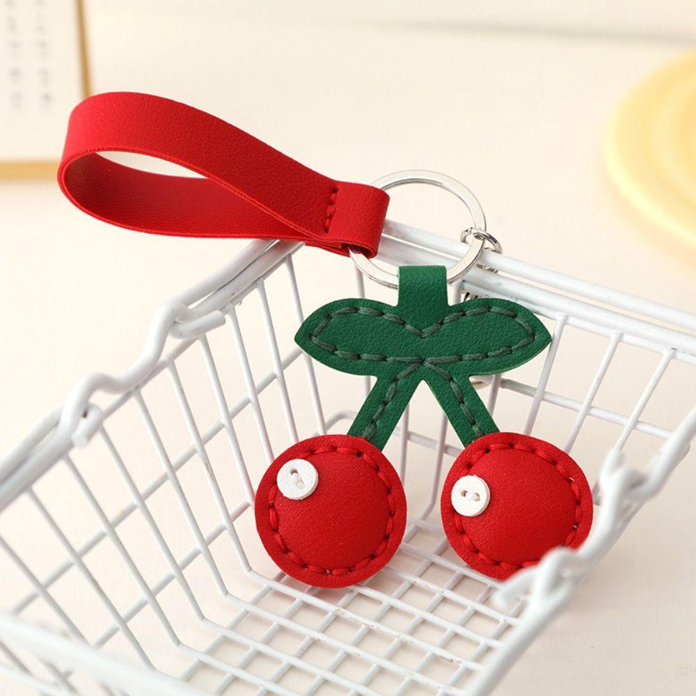 Cherry Leather Keychain Strawberry Bag Pendant Mini Fruit Pendant Car Accessory