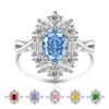 925 Sterling Silver Ice Flower Cut Stylish Luxury Multi-Colored Crystal Zircon Ring Birthday Anniversary Wedding Party Gift