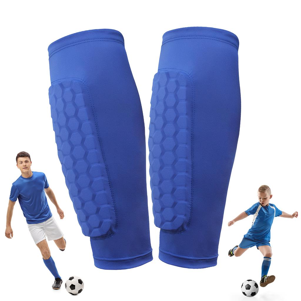 Shin Defender with Honeycomb Pads Football Shin Pads Ergonomic Lightweight Calf Protective Gear for Kids Youth Adults
