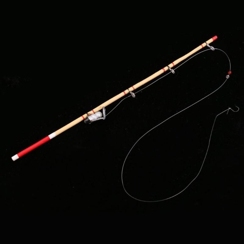 17.5cm Mini Fishing Rod Dollhouse Accessory Trendy Decorative Fishing Tool for Miniature Enthusiasts And Collectors