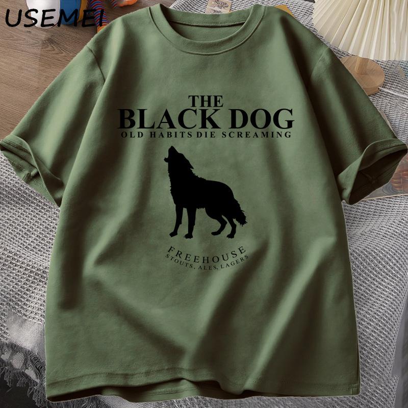 The Black Dog Old Habits Die Screaming T Shirt for Women Men Tortured Poets Department T-shirt Animal Dog Lover Tshirt Cotton