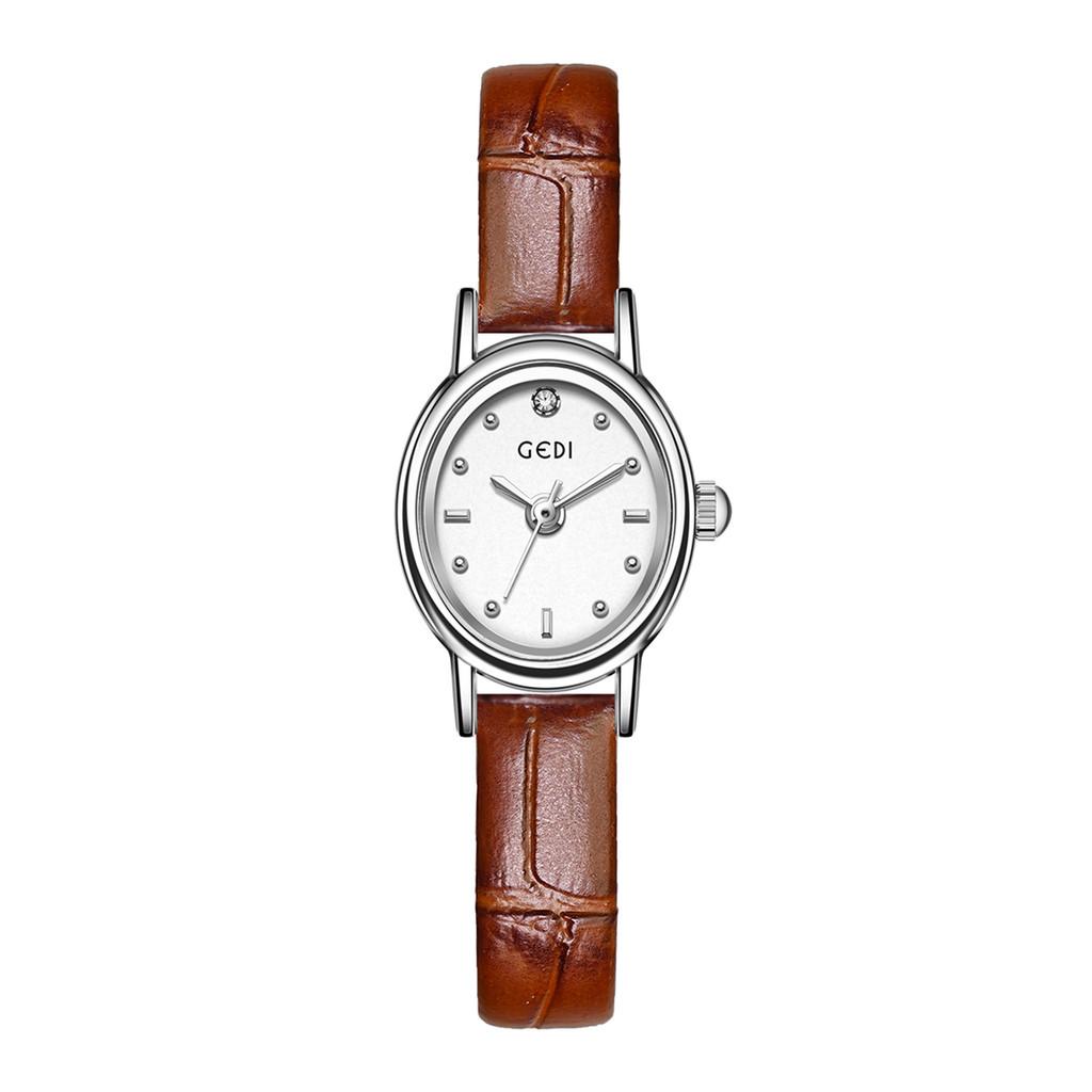 Vintage Gold Womens Quartz Watch With Leather Strap Decorative Waterproof For Lady Casual Wear