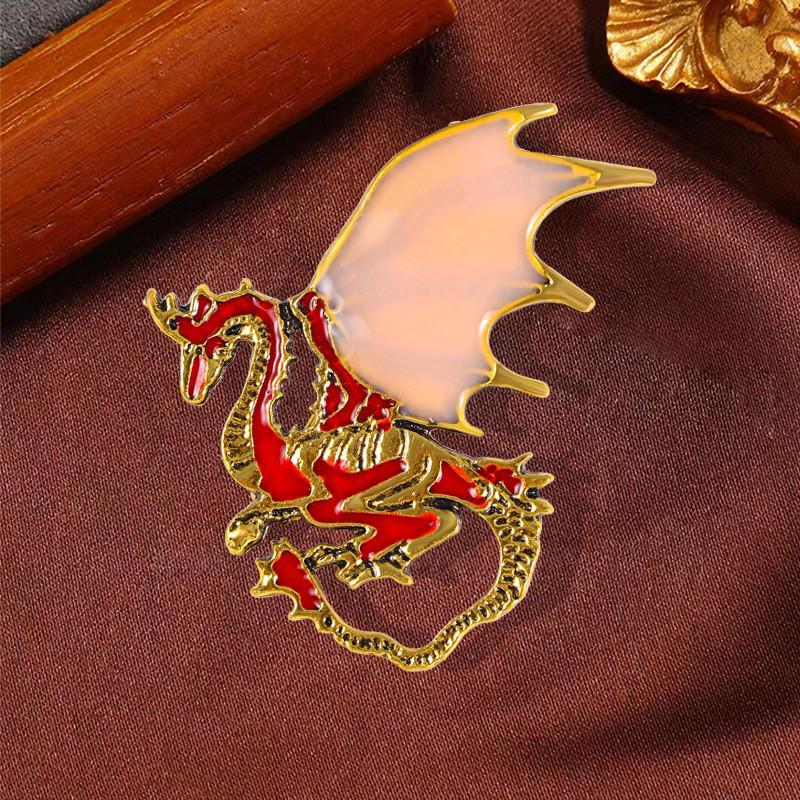 Retro Drip Oil Cartoon Dragon Brooch - Men's Suit Pin Accessory
