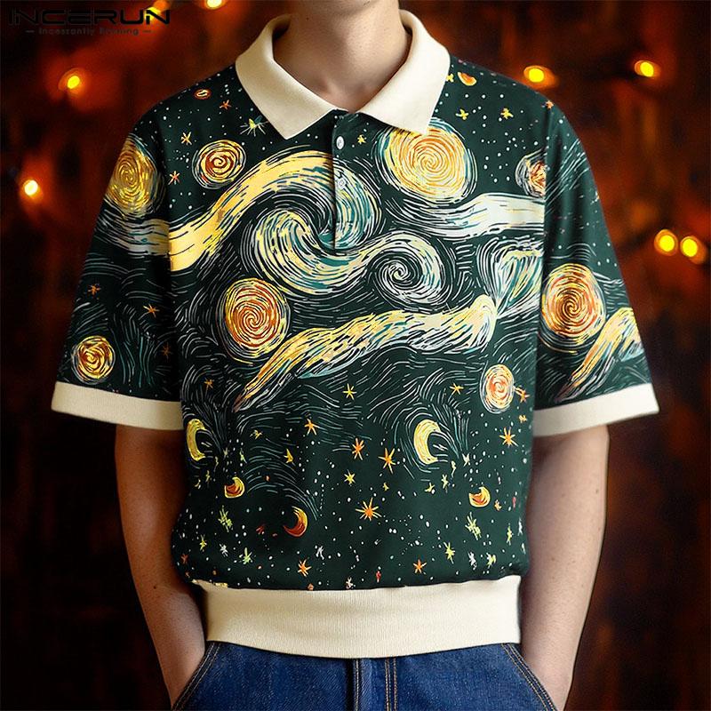 INCERUN Summer Men Short Sleeve Printing Hawaii Casual Loose T-Shirts