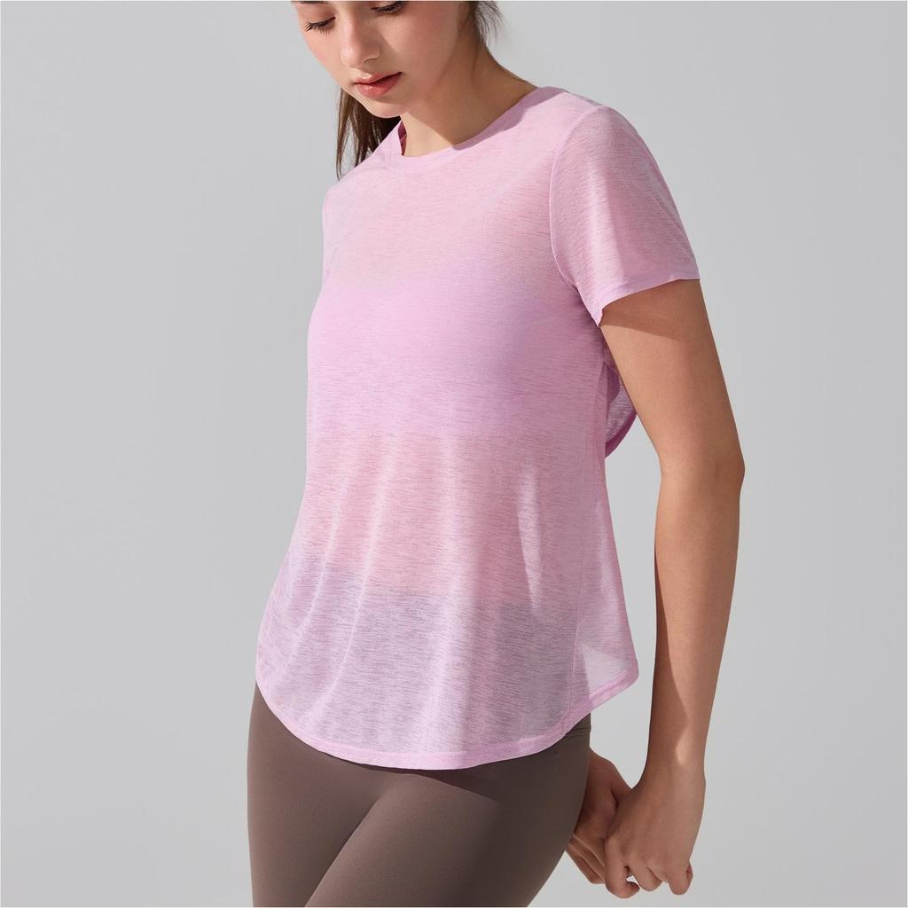 T-shirt da Yoga da Donna Traspirante con Schiena Vuota - Manica Corta Leggera per Danza, Fitness e Corsa
