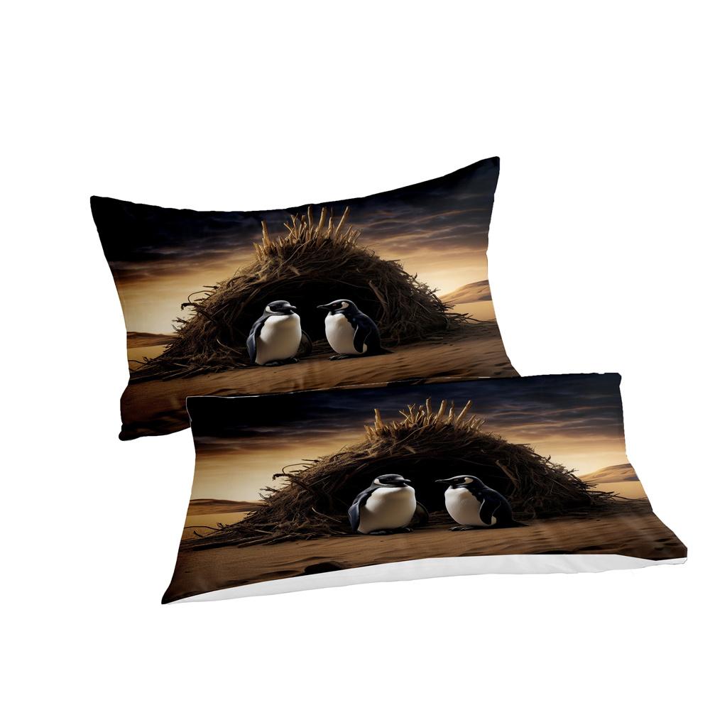 2/3pcs Penguin Bedding Set 3D Pattern Printing, Soft and Healthy Skin-friendly, Bedding Set*1+Pillowcase*1/2, Without Core