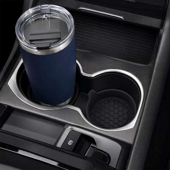 Car Cup Holder Mat, Non-Slip Silicone Coaster with Raised Edge, Anti Rattle Cup Pad for Auto Drink Holder