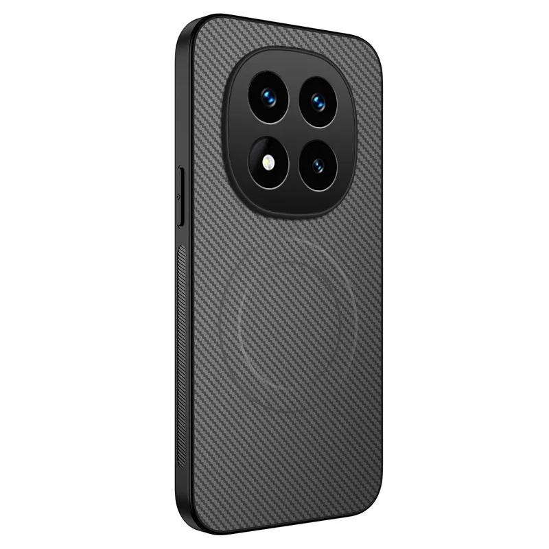 Carbon Fiber Texture Phone Case For Redmi Note 14 Pro Plus 14C 5G 4G Magnetic Wireless Charging Silicone Soft Back Cover Cases