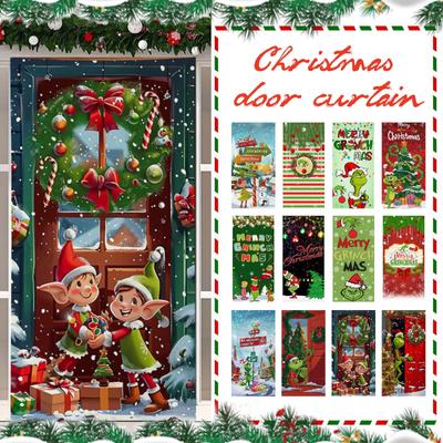 Weihnachtstürbreite Polyestertuch Weihnachts- und Neujahrsdekoration Weihnachtstürvorhang Weihnachtsdekoration 180 * 90cm
