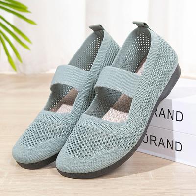 Women Fashion Comfortable Knitted Flats Lady Loafers Shoes Cutout Mesh Shoes