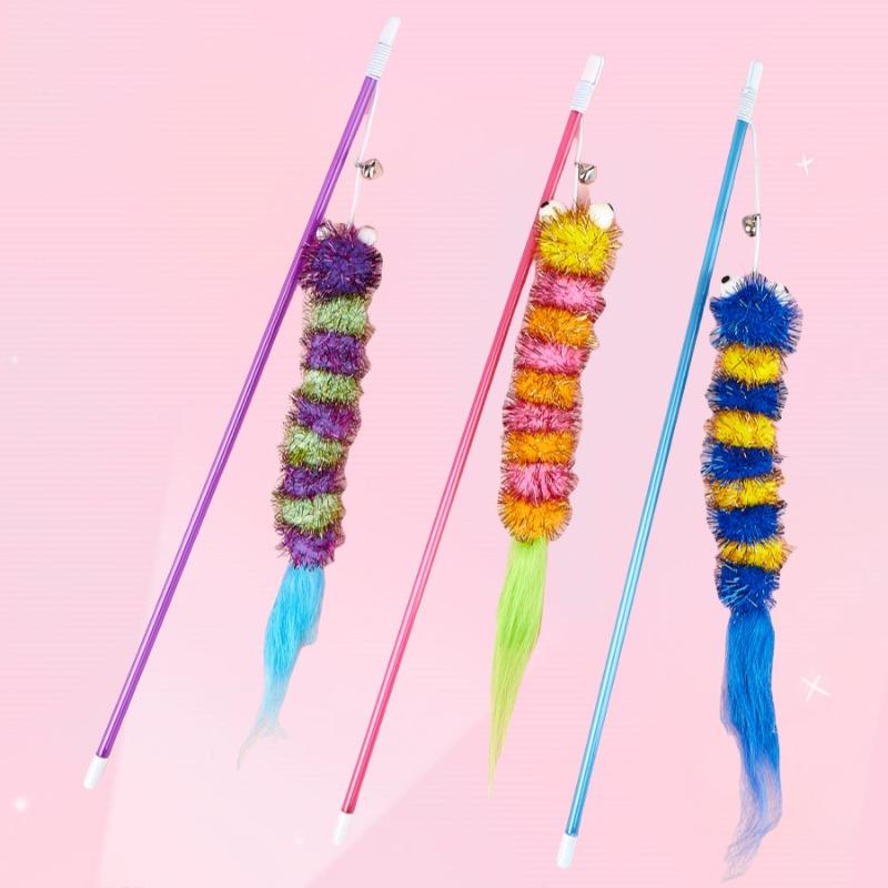 Simulierte Plüschraupe Katzenspielzeug, Interaktive Selbstunterhaltung, Spaß, Katzen-Reizwerkzeug, Haustierbedarf, Elastisches Seil Katzen-Reizstab