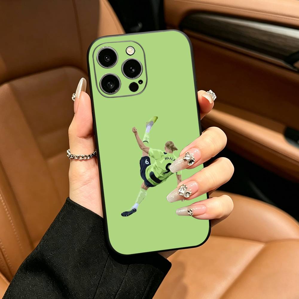 Custodia per Telefono E-Erling Haaland N. 9 Per iPhone 17,16,15,14,13,12,11 Pro Max,16Plus,XS Cover Nera Morbida