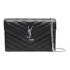 Ysl Cassandre V Steppung Silberfarbene Beschläge Leder Umhängetasche Damen Umhängetasche schwarz 857605-BOW02-1000