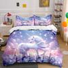 Enchanted Unicorn With Sparkling Crystals Duvet Cover Set With 3D Printing Design Soft Polyester Bedding Set All-Season Comfort