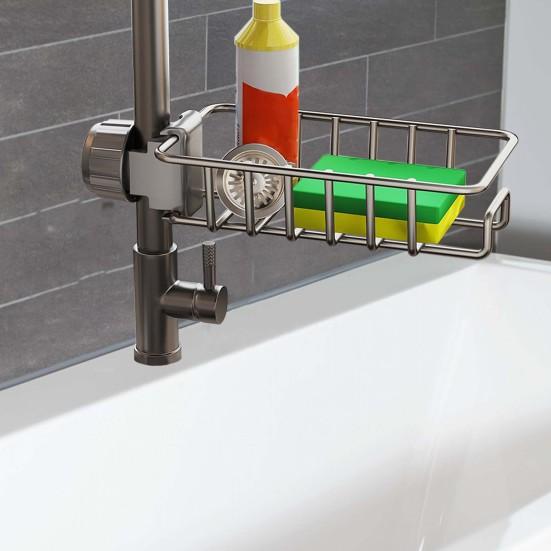 

Полка для раковины, выемка, экономящая место, съемная полка для крана, губки, щетки, подставка с подставкой для полотенец, кухонный гаджет A