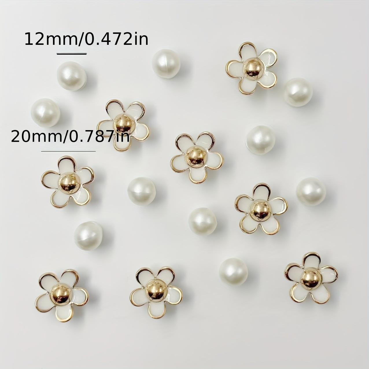 

Набор из 18 шт. EVA Шармы для обуви, Декоративные элементы-заклепки из АБС-пластика с милым дизайном цветка и имитацией жемчуга, Съемные модные аксессуары для DIY-поделок белый