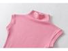 2025 Summer Women's Sleeveless Half-High Neck Fitted Vest with Curved Hem