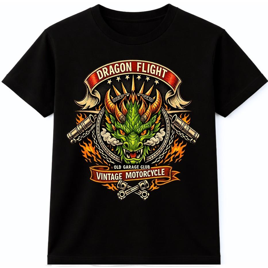 Biker Dragon T Shirt Vintage Motorcycle Club Garage Rider Graphic Tee M