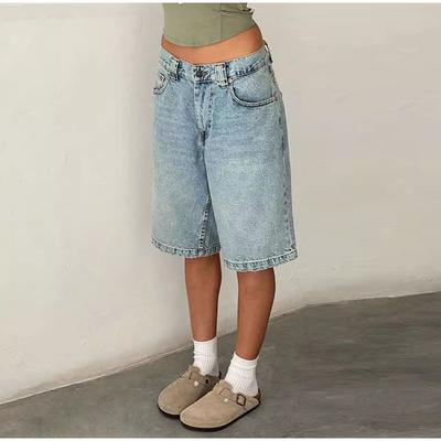 Shorts en jean esthétiques Y2k pour femmes Vintage Taille basse Jambe large Amples Short en jean avec poches Rétro Coupe ample Pantalon court Été 2025