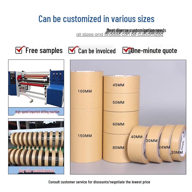 Biodegradable Buffalo Leather Paper Tape - Tearable, High-Adhesion Kraft for Writing, Picture Frames, Packaging, and Box Sealing