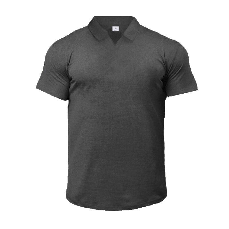 Do The Work  Muscleguys Summer Fashion Breathable Pure Cotton Slim Fit Plain Turned-collar Bodybuilding Fitness Polo Shirt 5 Colors
