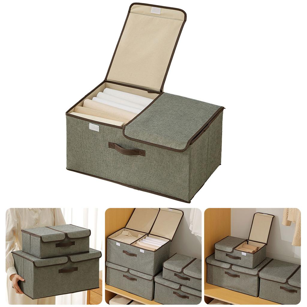 Foldable Fabric Storage Box With Breathable Nonwoven Design Large Capacity Multi Compartment Organizer For Home Clothes Organization