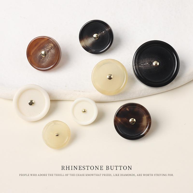 5pcs Copper Needle Horn Beef Bone High Foot Natural Button Cheongsam Hanfu Chinese Button Suit Jacket Cardigan Button