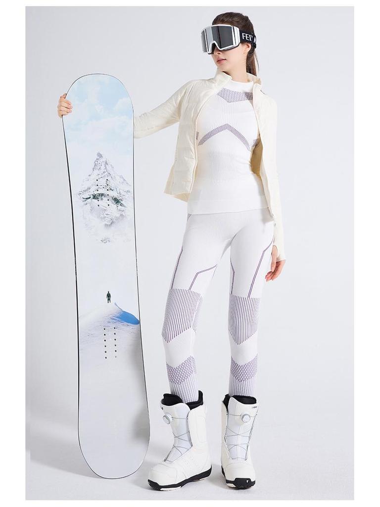 Set de compresie pentru schi cu uscare rapidă pentru femei: Cald, Elimină Transpirația, Respirabil, Croială Strânsă pentru Sporturi în Aer Liber și Alpinism